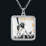 Colar Banhado A Prata Estátua da Liberdade de Nova Iorque<br><div class="desc">Estátua da Liberdade em Nova Iorque e Manhattan</div>