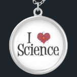 Colar Banhado A Prata Eu amo a ciência<br><div class="desc">Mim ciência do coração. Um coração com um modelo do átomo envolvido em torno dele faz um grande presente para um cientista.</div>