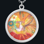 COLAR BANHADO A PRATA FÉ DAS FLORES<br><div class="desc">Fada de flores brancas, coloridas e vibrantes, pintura acrílica .(c) por Búlgaro Lumini.</div>