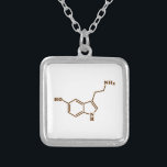 Colar Banhado A Prata Fórmula química molecular da serotonina<br><div class="desc">Composto orgânico esqueletal químico de fórmula estrutural do ~ da molécula da serotonina.

Os trotadores do globo especializam-se na aparência idiossincrásica de todo o mundo. Aqui você encontrará cartões,  cartão,  posters,  Mousepads e mais originais.</div>