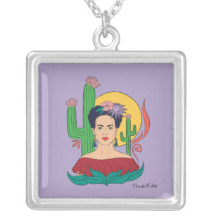 Colar Banhado A Prata Frida Kahlo Desert Graphic
