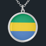 Colar Banhado A Prata Gabão Flag<br><div class="desc">Bandeira Patriótica do Gabão.</div>