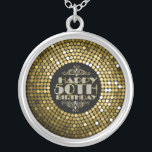 Colar Banhado A Prata Glamorous Glitter Happy 50º aniversário<br><div class="desc">Glamorous faux folks e white glitter 50th aniversário circulam design. Se precisar de ajuda para personalizar qualquer um dos meus designs,  entre em contato com o designer do ArtOnWear. Formatação de texto livre com ajuda ao vivo disponível por solicitação.</div>