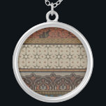 Colar Banhado A Prata Heirloom Têxtil com Padrões Decorativos<br><div class="desc">Impressão de um tecido decorativo de herança por June Erica Vess. Apresenta padrões florais em um fundo bronzeado. Se você gosta de tons de terra e flores esta é a compra para você!</div>