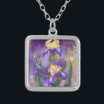 Colar Banhado A Prata Iris Flowers Necklace Irises - Pintura<br><div class="desc">Linda pintura Iris Flowers MIGNED</div>