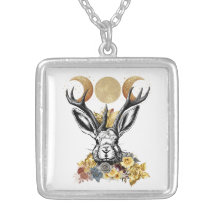Jackalope Triple Moon Deusa Necklace