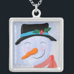 Colar Banhado A Prata Jolly Snowman Christmas<br><div class="desc">Este boneco de neve não pode esperar para soar seu guarda-roupa e espalhar um pouco de alegria de Natal! Apresentando trabalho de arte da minha própria pintura original com um sorriso alegre e uma expressão feliz.</div>
