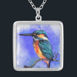 Colar Banhado A Prata Kingfisher Bird Necklace<br><div class="desc">Belos colares de aves de Kingfisher - design de pintura MIGNED</div>
