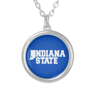 Colar Banhado A Prata Logotipo do Estado de Indiana