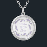 Colar Banhado A Prata Mãe da Lavanda Noiva Floral Wreath<br><div class="desc">Mãe do colar prateado da Lavanda Floral da Floral</div>