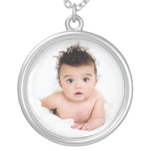 Colar Banhado A Prata Modelo Personalizado de Fotografia para Bebês
