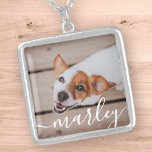 Colar Banhado A Prata Modern Simple Playful Elegant Chic Pet Photo<br><div class="desc">This simple and classic design is composed of serif typography and add a custom photo of your pet.</div>