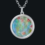 Colar Banhado A Prata ** Monet Lily Pond Floral AR40 Vintage<br><div class="desc">JEWELRY WITH INTENTION (r) - Apoia energicamente as suas intenções. Colar redondo Flores de Prata de Prata Floral Design Floral Flerilizadores Energeticamente Melhorados Lily Floral de Água de Lotus - Arte Clássica - Grunge Monet Water Lily Floral Clássica Pintura Artística Única Criativa Moderna e Romântica Monet Lily Pond Vintage com...</div>