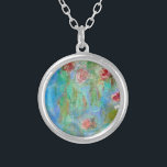 Colar Banhado A Prata ** Monet Lily Pond Floral AR40 Vintage<br><div class="desc">JEWELRY WITH INTENTION (r) - Apoia energicamente as suas intenções. Colar redondo Flores de Prata de Prata Floral Design Floral Flerilizadores Energeticamente Melhorados Lily Floral de Água de Lotus - Arte Clássica - Grunge Monet Water Lily Floral Clássica Pintura Artística Única Criativa Moderna e Romântica Monet Lily Pond Vintage com...</div>
