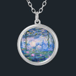 Colar Banhado A Prata Monet: Lírios d'água 1919, famosa pintura,<br><div class="desc">Claude Monet: Água Lírios Vermelho,  1919,  bela pintura de arte</div>