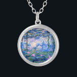 Colar Banhado A Prata Monet: Lírios d'água 1919, famosa pintura,<br><div class="desc">Claude Monet: Lírios de Água Vermelho,  1919,  bela pintura de arte</div>