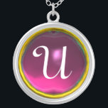 Colar Banhado A Prata Monograma de Gem Ametist Rosa<br><div class="desc">Design único e elegante com gemstone. Modelagem e renderização de enfermeiras muito precisas no 3D Studio Max por parte de Búlgaro Lumini .Part da série Hyper Talismans.</div>