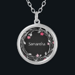 Colar Banhado A Prata Monograma Nome preto branco rosa vermelhos vermelh<br><div class="desc">Negra,  Branca,  Vermelha Cor-de-rosa,  Negra,  Com Vermelhos,  Personalizada Colar. presente de excelente para damas de honra ou para qualquer mulher.</div>