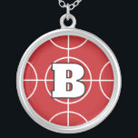 Colar Banhado A Prata Monograma personalizado da Bola Vermelha<br><div class="desc">Monograma personalizado da Bola Vermelha do Colar Prateado de Prata. Personalizar com nome personalizado inicial. Presente esportivo para jogadores e fãs do jogo italiano Bocce. A cor pode ser alterada.</div>