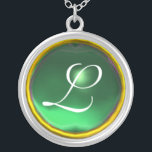 Colar Banhado A Prata Monograma verde Jade Gem<br><div class="desc">Design único e elegante com gemstone. Modelagem e renderização de enfermeiras muito precisas no 3D Studio Max por parte de Búlgaro Lumini .Part da série Hyper Talismans.</div>