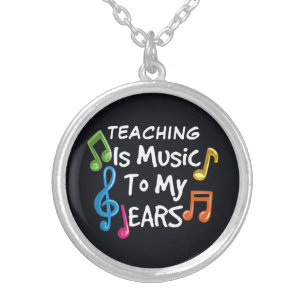 Colar Banhado A Prata Música De Professores Da Escola Para Meus Ouvidos 