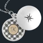 Colar Banhado A Prata Na moda de tendências de Xadrez Dourada branco mon<br><div class="desc">Monograma deste Colar Branco Negro e Dourado com suas iniciais. Faz um presente excelente para qualquer mulher na sua vida. Presentes para Dia de as mães,  presentes de Bridesmaid e presentes de noivas.</div>
