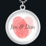 Colar Banhado A Prata Noiva E Impressões Digitais De Casamento<br><div class="desc">Noiva E Fingerência De Groom...  Casamento De Keepsaklace Charm Necklace.</div>