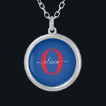 Colar Banhado A Prata Nome do Script Monograma Personalizado Vermelho Br<br><div class="desc">Este elegante monograma e na moda pode ser dado como presente para um aniversário, casamento, chá de panela, aniversário, Dia de as mães ou qualquer ocasião. Pode ser personalizado com o nome e a inicial da pessoa. Você pode alterar a fonte, a cor da fonte, o tamanho da fonte e...</div>