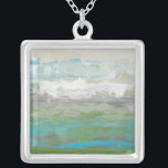 Colar Banhado A Prata Nuvens Brancas Superando Uma Linda Paisagem<br><div class="desc">Jennifer Goldberger pintou esta bela peça paisagística. As nuvens brancas estão a olhar para um incrível lago azul rodeado por uma bela grama verde. As cores são vívidas e o detalhe é imaculado. Compre seu impressão agora!</div>