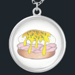 Colar Banhado A Prata Ovos Benedict Café da Manhã Comida Foodie Ham Rosa<br><div class="desc">Design apresenta uma ilustração original de deliciosos ovos benedict, com presunto, ovo cozido, molho holandês e cebolinho. Uma comida de café da manhã típica, ideal para seu chef ou fodie favorito! Não vê o que está procurando? Precisa de ajuda para a personalização? Clique em "contate este designer" para criar algo...</div>
