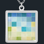 Colar Banhado A Prata Paisagem com Quadrados Pixilados Multicoloridos<br><div class="desc">Megan Meagher criou esta peça utilizando um estilo conhecido como pixilação digital. Artistas usam programas de computador para design e desenhar suas peças,  produzindo renderizações impressionistas das configurações do mundo real. Se você ama abstrato,  a arte experimental é para você!</div>