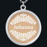 Colar Banhado A Prata Pendente conhecido personalizado:: Ouro<br><div class="desc">Vestir seu nome com orgulho moldado por um teste padrão artístico e decorativo. Personalize com suas nome ou iniciais. Você pode personalizar a pia batismal, o tamanho e a cor do texto clicando na personalização a botão. Você pode mudar a cor do fundo a sua cor favorita demasiado! Ajuda da...</div>