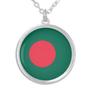 Colar Banhado A Prata Pescoço prateado bandeiras do Bangladesh, Patrióti