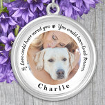 Colar Banhado A Prata Pet Memorial Personalized Dog Photo<br><div class="desc">Honor your best friend with a custom photo pet memorial necklace . This unique memorial keepsake is the perfect gift for yourself, family or friends to pay tribute to your loved one. This unique dog memorial necklace features a simple black and white design with decorative script. Quote "If Love could...</div>