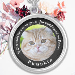 Colar Banhado A Prata Pet Memorial Pet Pet Perda Pet Keepsasasaame Foto<br><div class="desc">Honre o seu melhor amigo com um colar personalizado de memórias de fotos. Esta lembrança única é o presente perfeito para você, família ou amigos para prestar homenagem ao seu amado. Este colar de memórias de cães exclusivo apresenta um simples design preto e branco com escrita decorativa. Citação: "Se o...</div>