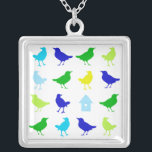 Colar Banhado A Prata Pintura de aves coloridas por Chariklia Zarris<br><div class="desc">Preencha a sala de jogos do seu filho com esta pintura de aves coloridas de Chariklia Zarris. Salto verde,  azul e amarelo do impressão. Você só está esperando esses pássaros espalharem suas asas. Ordene que copie antes que eles voem!</div>