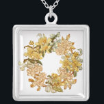 Colar Banhado A Prata Primavera Floral Frota Flor-Rosa Flor-Rosa Arte<br><div class="desc">Flores de primavera! A coroa floral vítrea tem cor de excelente para Primavera. Apresenta flores amarelas e cor-de-rosa antiquadas envoltas em círculo. Perfeito para um convite. Para adicionar um dentro de monograma ao floral, basta clicar em "personalizar" e sobre à direita, escolha "adicionar texto" para adicionar um inicial. Você pode...</div>
