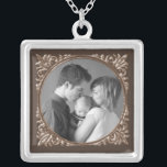 Colar Banhado A Prata Quadro do Sepia<br><div class="desc">adicione sua foto favorita, faça um grande presente</div>