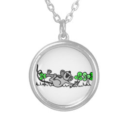 Colar Banhado A Prata Rato Brincando De Camarões