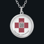 Colar Banhado A Prata *~* Red ICE Alerta Médico AP38 QR Cross<br><div class="desc">ICE (código de pesquisa AP38 para itens semelhantes) - Em caso de emergência ROUND SILVER PLATE NECKLACE / PENDANT - Alerta médico Toque uma Cruz que seja VERMELHA contém o código QR. Você também pode transferir este design para a maioria dos produtos Zazzle. (Aproxime-se se precisar de ajuda. ) CERTIFIQUE-SE...</div>