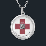 Colar Banhado A Prata *~* Red ICE Alerta Médico AP38 QR Cross<br><div class="desc">ICE (código de pesquisa AP38 para itens semelhantes) - Em caso de emergência ROUND SILVER PLATE NECKLACE / PENDANT - Alerta médico Toque uma Cruz que seja VERMELHA contém o código QR. Você também pode transferir este design para a maioria dos produtos Zazzle. (Aproxime-se se precisar de ajuda. ) CERTIFIQUE-SE...</div>