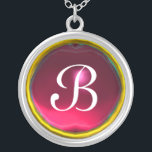Colar Banhado A Prata Red Pink Ruby Gem Monograma<br><div class="desc">Design único e elegante com gemstone. Modelagem e renderização de enfermeiras muito precisas no 3D Studio Max por parte de Búlgaro Lumini .Part da série Hyper Talismans.</div>