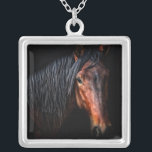 Colar Banhado A Prata Retrato de Cavalo VII<br><div class="desc">Animais</div>