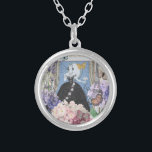 Colar Banhado A Prata Rico Floral da Mulher Elegante Azul<br><div class="desc">Um tema rico da era vitoriana,  uma colagem que inclui a ilustração de moda de George Barbier,  do 1920,  e colidiu com imagens vitorianas,  incluindo flores,  borboletas,  Torre Eiffel e um fundo William Morris.</div>