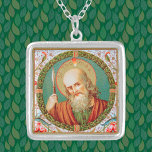 Colar Banhado A Prata Rua. Thomas the Apostle (JMAS 12)<br><div class="desc">Rua. Thomas, o Apóstolo, também chamado Didymus (o "gêmeo"), foi um dos Doze Apóstolos de Jesus Cristo de acordo com o Novo Testamento. Depois de duvidar inicialmente da ressurreição até que ele tocou em feridas de Cristo para si mesmo, Rua. Thomas passou a evangelizar Parthia, Pérsia e Índia com zelo...</div>