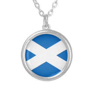 Colar Banhado A Prata Scottish Flag of Scotland Santo Andrew's Cross Sal
