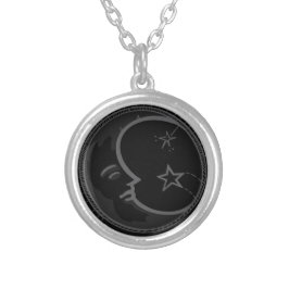 Colar Banhado A Prata [Silver Plated] Celestial Dark Moon