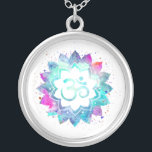 Colar Banhado A Prata *~* Símbolo OM. Lotus Watercolor Mandala<br><div class="desc">* Energeticamente Aprimorado - Um símbolo OM Lotus Watercolor Mandala em um fundo preto.* Fundo branco redondo e cor d'água colorida. Prata. Pode ser Zen, Esoteric, New Age , Metafísico e Espiritual ajudando com meditação e atenção. Aqui para vocês está uma nova era fascinante, metafisicamente inclinada a olhar, design, de...</div>