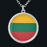 Colar Banhado A Prata Sinalizador Lituânia<br><div class="desc">Bandeira Patriótica da Lituânia.</div>