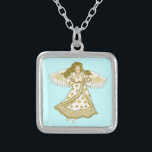 Colar Banhado A Prata Snowflake - Anjo cristão<br><div class="desc">Colar Angel Floco de Neve, t-shirts Angel e presentes Angel por ArtMuvz Illustration. Coincide com a camiseta Angel Charming Snowflake para a mãe, Pai, crianças, bebê. Dons de anjo são uma maneira séria e significativa de mostrar a alguém que você se importa.Dons de anjo podem ser religiosos ou seculares, e...</div>